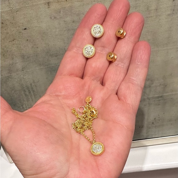 NWT RARE Authentic Luxury Minimalist Julie Vos pavé CZ Earring And Necklace Set - Picture 12 of 17